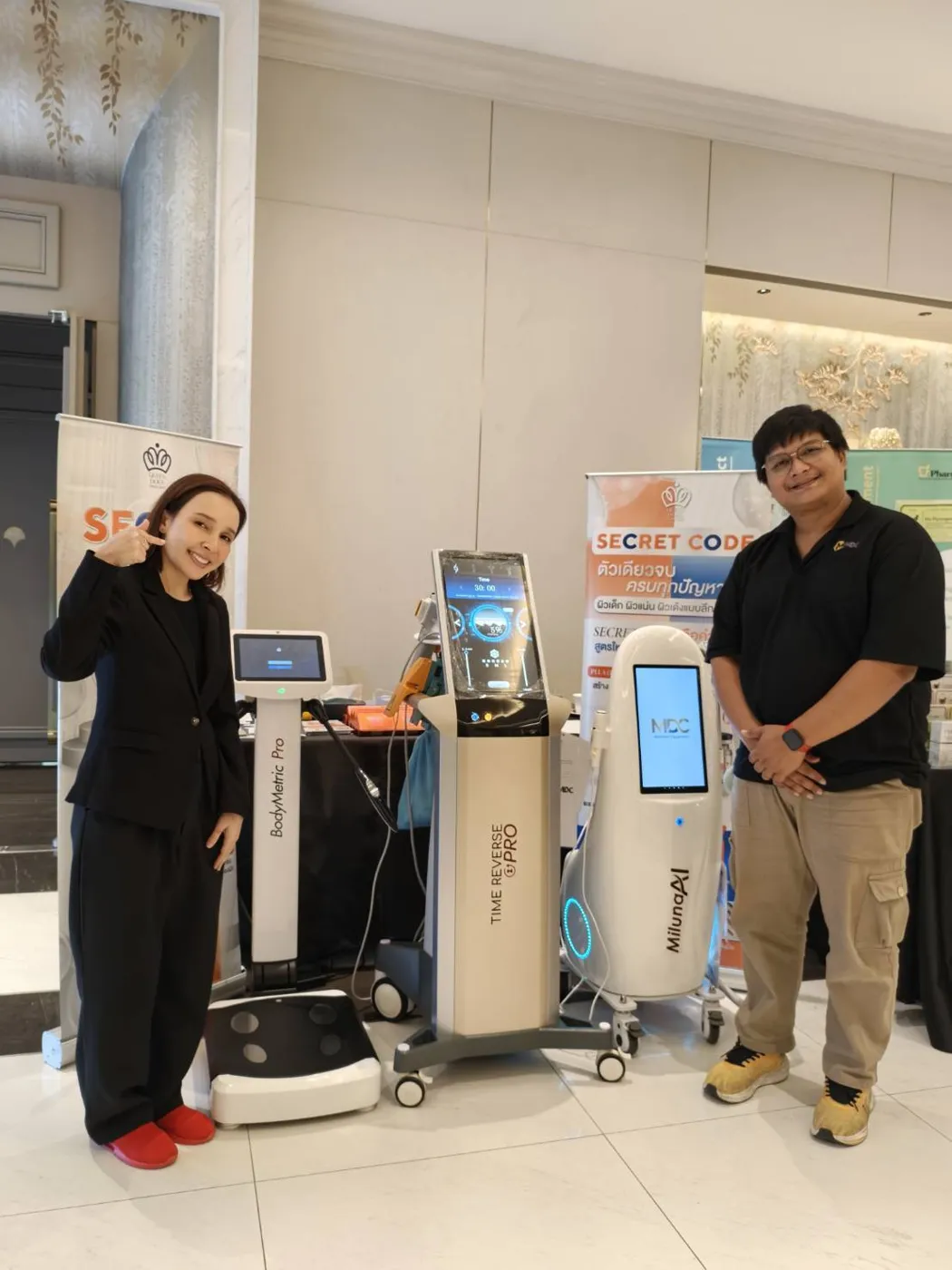 The MDC team with the devices on display