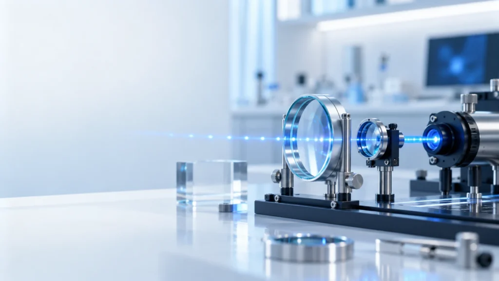ภาพประกอบแนวคิดแสงเลเซอร์ผ่านชุดเลนส์สำหรับคู่มือเลือกเครื่อง Pico Laser สำหรับคลินิก